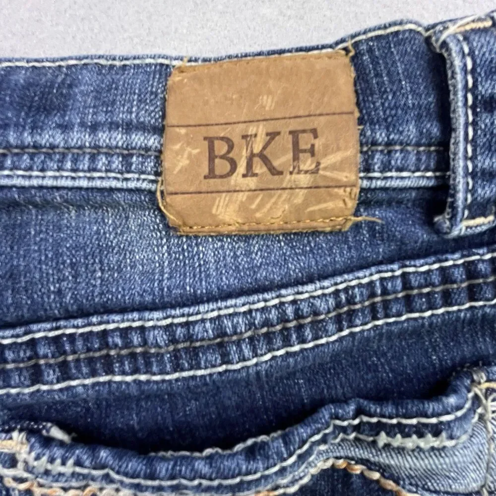BKE Conner Bootcut Jeans Youth Size 14 Blue Denim Embroidered Whiskering